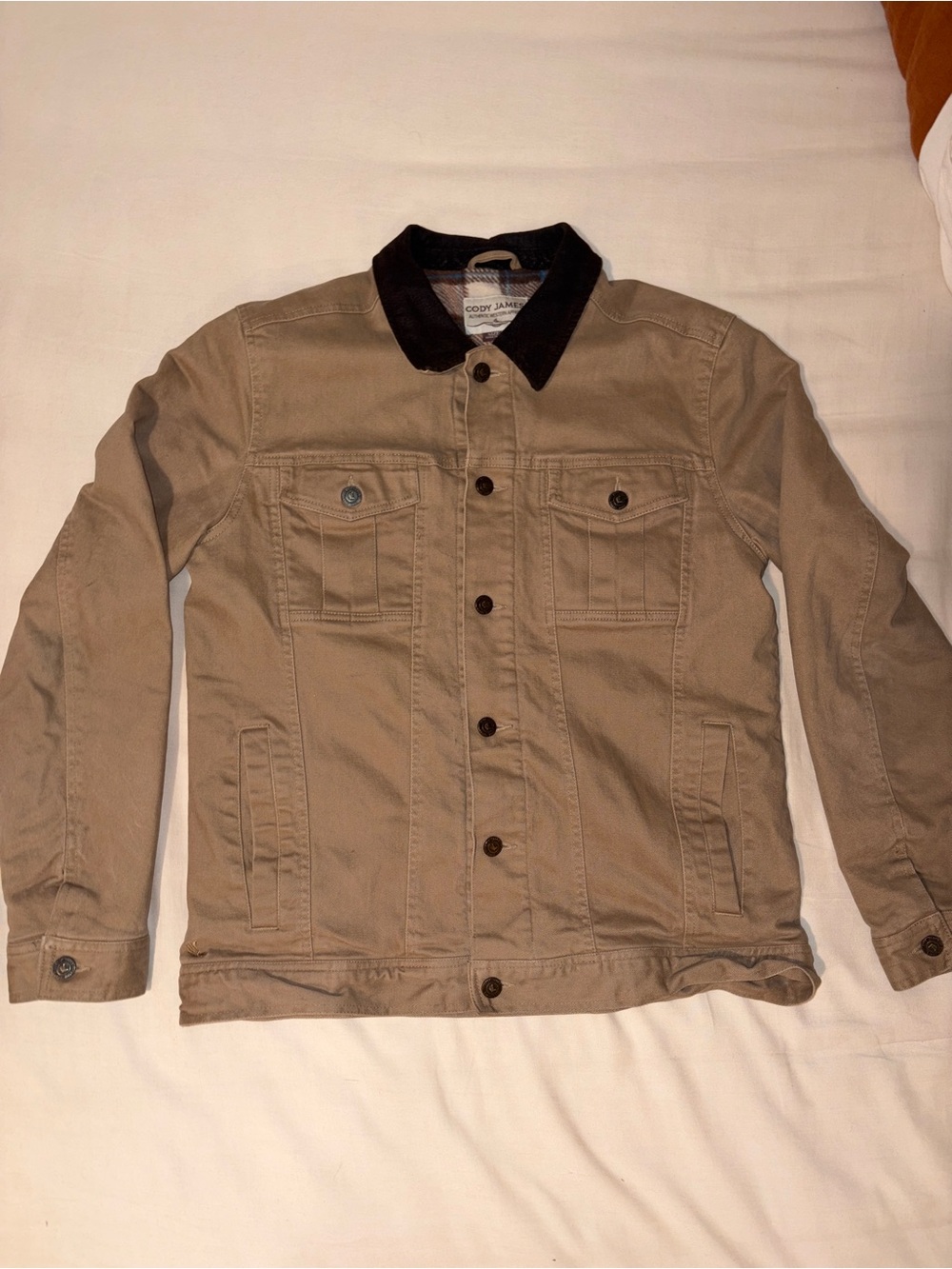 Cody James Men’s Tan Shirt Jacket with Black Corduroy Collar